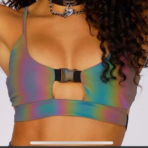 iHeartRaves Multicolor Crop Top